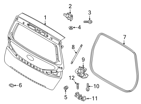 2021 Kia Soul Gate & Hardware Hinge Assy-Trunk Lid Diagram for 72910K0000