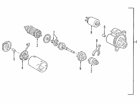 1998 Ford Windstar Starter Starter Diagram for FOOY-11002-ARM