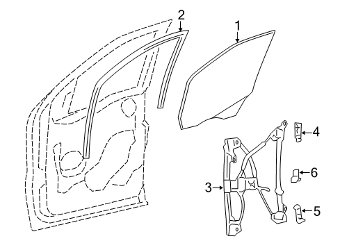 2005 Ford F-150 Front Door - Glass & Hardware Channel Diagram for 6L3Z-15222A01-AA