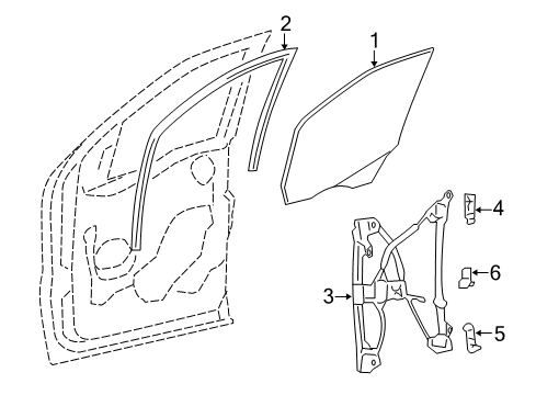 2005 Ford F-150 Front Door - Glass & Hardware Regulator Diagram for 4L3Z-1523201-CA