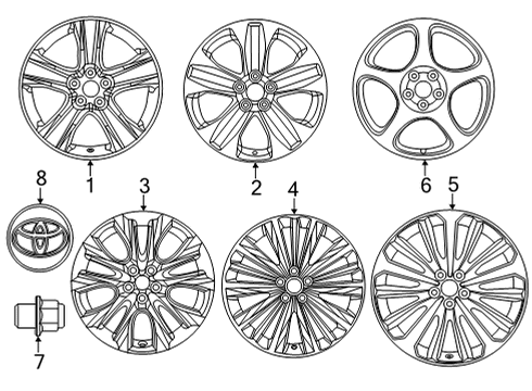 2022 Toyota Highlander Wheels Wheel, Alloy Diagram for 42611-0E580