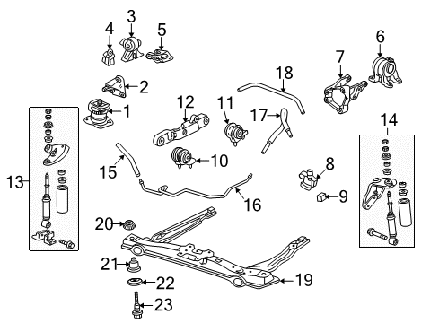 2003 Acura CL Engine & Trans Mounting Damper Assembly, Rear Enging Rock Diagram for 50829-S3M-A02