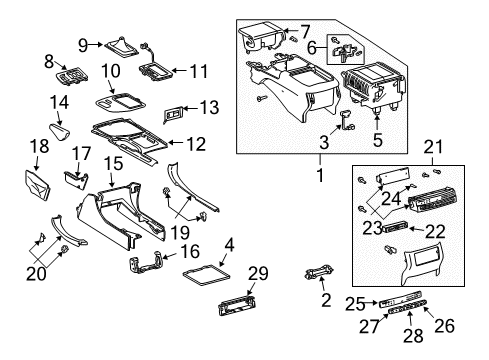 2003 Lexus GX470 Center Console Instrument Panel Cup Holder Sub-Assembly Diagram for 55604-60150-C0