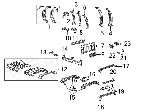 2007 Ford F-250 Super Duty Back Panel, Floor, Hinge Pillar, Rocker Panel Front Extension Reinforcement Diagram for DC3Z-2511271-A