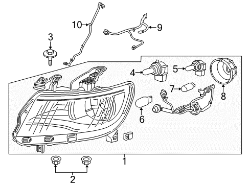 2021 Chevrolet Colorado Headlamps Composite Assembly Diagram for 84707376