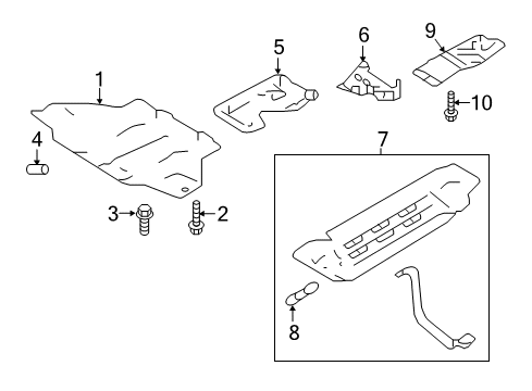 2019 Nissan Titan Splash Shields Cover Front Under Diagram for 50810-EZ00C