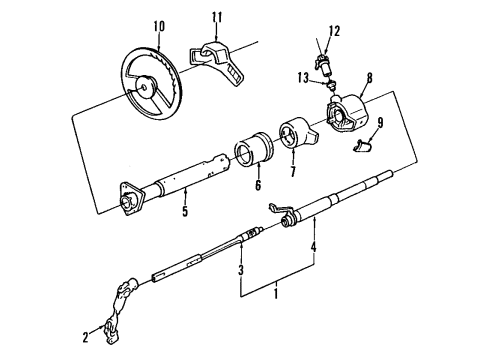 1992 GMC G3500 Steering Column, Steering Wheel Switch Asm, Ignition Diagram for 26025971