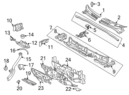 2007 Scion tC Cowl Dash Panel Diagram for 55101-21170