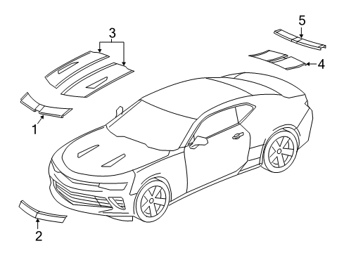 2018 Chevrolet Camaro Stripe Tape Stripe Tape Diagram for 23302295