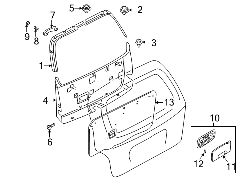 2005 Kia Sedona Interior Trim - Lift Gate Screen-Back Door Diagram for 0K53A62850