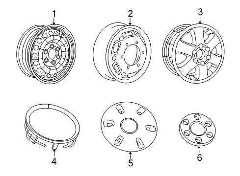 2008 Dodge Sprinter 3500 Wheels, Covers & Trim Steel Wheel Diagram for 1JJ25P01AA