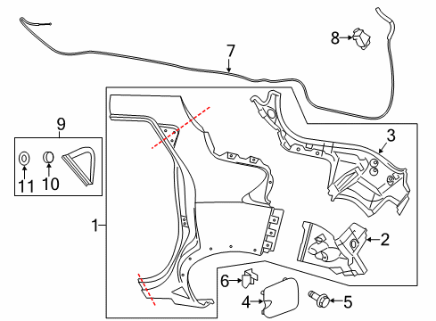 2013 Nissan Juke Quarter Panel & Components Cable Assembly-Fuel Lid Opener Diagram for 78822-3YM0A