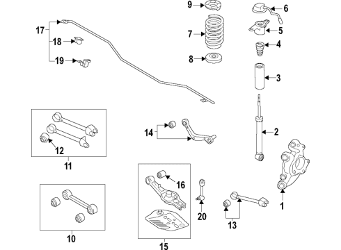 2020 Kia K900 Rear Suspension Components, Lower Control Arm, Upper Control Arm, Ride Control, Stabilizer Bar Shock Absorber Assembly Diagram for 55307J6160