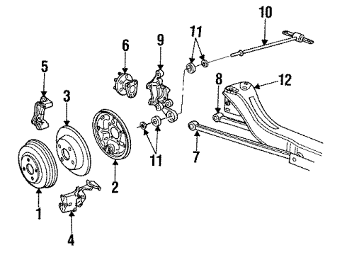 1995 Saturn SL2 Rear Brakes Drum Asm, Rear Brake Diagram for 21011906