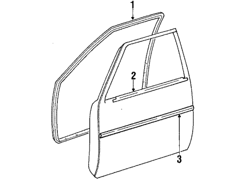 1987 Toyota Corolla Front Door Weatherstrip, Front Door, RH Diagram for 67861-12530