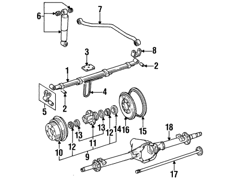 1986 Jeep Wagoneer Rear Suspension Components BUSHING-Spring Diagram for 52000503