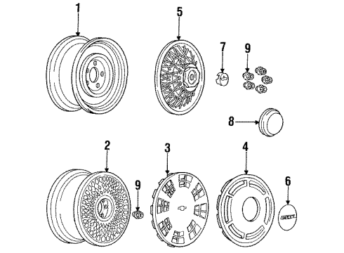 1991 Chevrolet Caprice Wheels Wheel Trim Cover Kit Diagram for 12522925