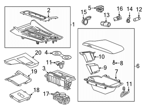 2020 Cadillac CT5 Center Console Cup Holder Diagram for 84730897