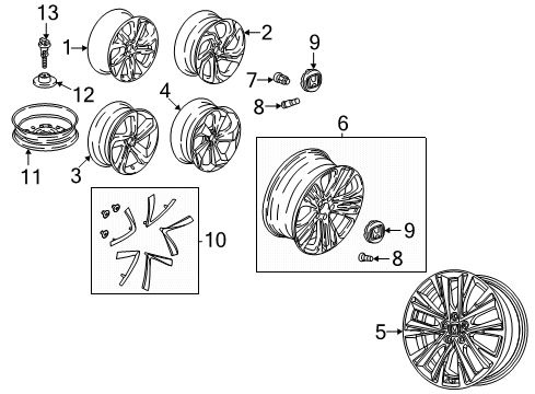 2020 Honda Accord Wheels Cap Assembly, Aluminum Wheel Center Diagram for 44732-TVA-A11
