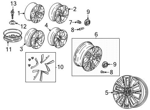 2020 Honda Accord Wheels 19-Inch Wheel Accent Chrome Diagram for 08W19-TVA-100B