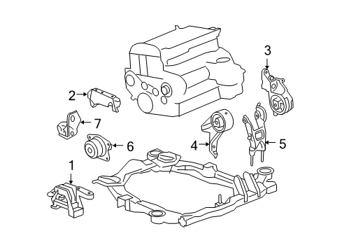 2009 Chevrolet Malibu Engine Mounting Mount Brace Diagram for 12615805