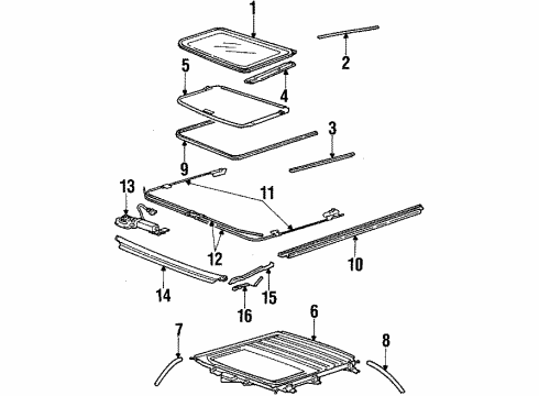 1985 Honda Prelude Sunroof Motor Assy., Roof Diagram for 71960-SA7-892