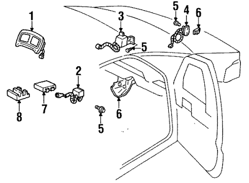 1995 Oldsmobile Silhouette Air Bag Components Sensor Asm-Inflator Restraint Front End Sheet Metal Diagram for 16167635