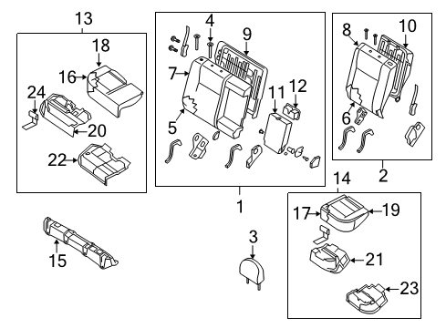 2011 Nissan Sentra Rear Seat Components Rear Seat Armrest Assembly Diagram for 88700-ZE92C