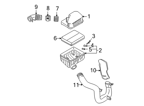 2006 Hyundai Santa Fe Filters Cover-Air Cleaner Diagram for 28111-26350