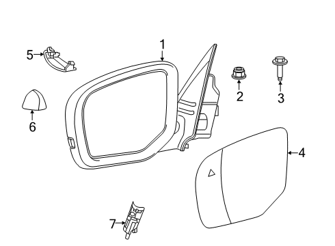 2020 Ram 2500 Mirrors Glass-Mirror Replacement Diagram for 68050299AA