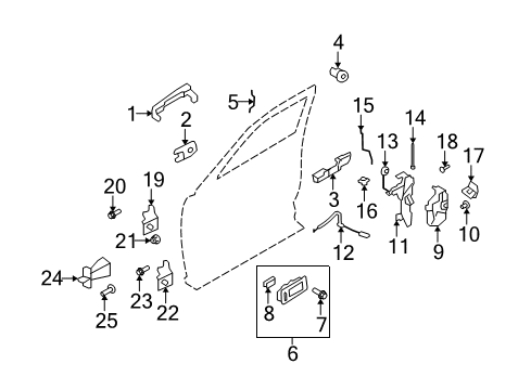 2019 Ford Flex Front Door Lock Rod Diagram for 8A8Z-7421850-A
