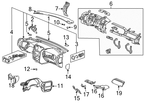 2007 Chevrolet Trailblazer Instrument Panel Accessory Panel Diagram for 10355823