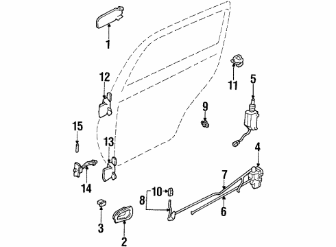 2002 Kia Sportage Rear Door Knob Rod, RH Diagram for 0K01872306