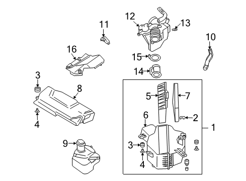 2002 Infiniti Q45 Powertrain Control Mass Air Flow Sensor Diagram for 22680-AR001