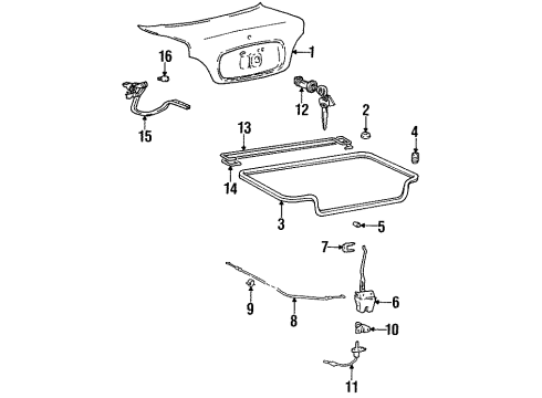 1995 Hyundai Accent Lift Gate Bumper-Trunk Lid Overslam, Lower Diagram for 81739-22000