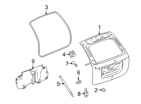 2006 Pontiac Torrent Lift Gate Hinge Diagram for 25820073