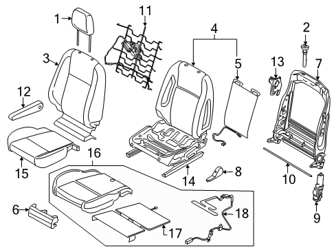 2020 Ford Transit-250 Passenger Seat Components Armrest Bracket Diagram for BK3Z-9964480-B