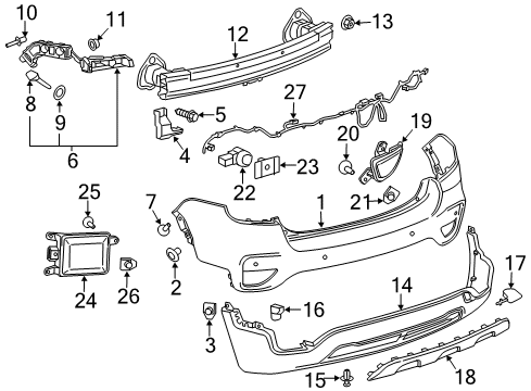 2021 Chevrolet Trax Bumper & Components - Rear MODULE ASM-SIDE OBJECT SENSING ALERT Diagram for 42625292
