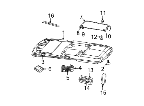 2009 Jeep Commander Interior Trim - Roof Lamp-Courtesy Diagram for 1JC751D1AA