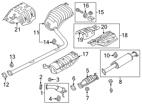 2013 Kia Optima Exhaust Components Muffler Assembly, Right Diagram for 287114C000
