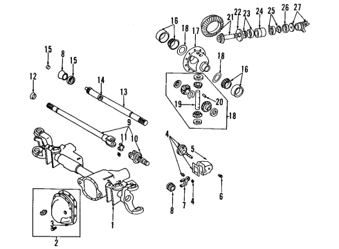 1998 Dodge Ram 1500 Front Axle, Differential, Propeller Shaft Bearing-Drive Pinion Diagram for J8124052