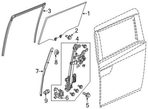 2012 Honda Odyssey Sliding Door Channel, Passenger Side Diagram for 72735-TK8-A02