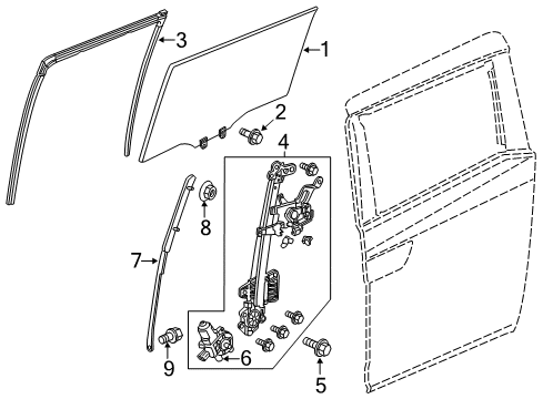 2017 Honda Odyssey Sliding Door Channel, Passenger Side Diagram for 72735-TK8-A21