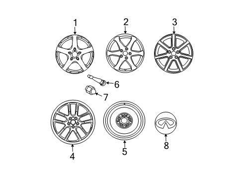 2006 Infiniti G35 Wheels, Covers & Trim Aluminum Wheel Diagram for D0300-AC84B