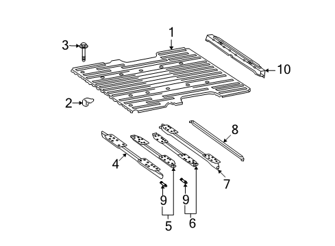 2005 Toyota Tundra Pick Up Box - Floor Crossmember Diagram for 65180-0C020