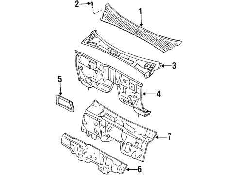 2000 Kia Sportage Cowl Insulator-Dash Diagram for 0K08A68621B