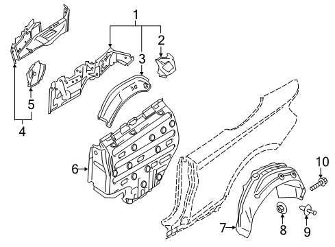 2017 BMW M240i xDrive Quarter Panel - Inner Structure Left Inner Lateral Trim Panel Diagram for 41217347043