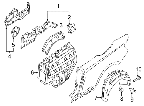 2017 BMW M240i xDrive Quarter Panel - Inner Structure Cover, Wheel Housing, Rear Right Diagram for 51717424020