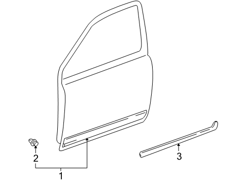 2001 Toyota Echo Exterior Trim - Door Lower Molding Diagram for 75735-52010