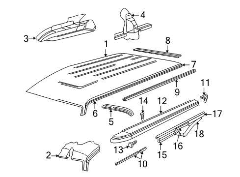 2002 Dodge Ram 2500 Van Roof & Components WEATHERSTRIP-Rear Cargo Door Header Diagram for 55134668